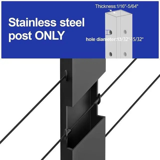 Alt view image 3 of 6 - 100 Pack 45 Degree Cable Railing Rubber Grommets for 1/8" 5/32" 3/16" Cables for Metal Cable Railing Posts, 30 Degree Angle Beveled Protector Sleeves, 1/8" Cable Railing Grommet