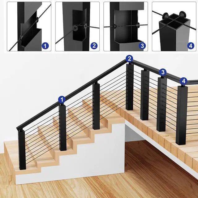 Alt view image 6 of 6 - 100 Pack 45 Degree Cable Railing Rubber Grommets for 1/8" 5/32" 3/16" Cables for Metal Cable Railing Posts, 30 Degree Angle Beveled Protector Sleeves, 1/8" Cable Railing Grommet