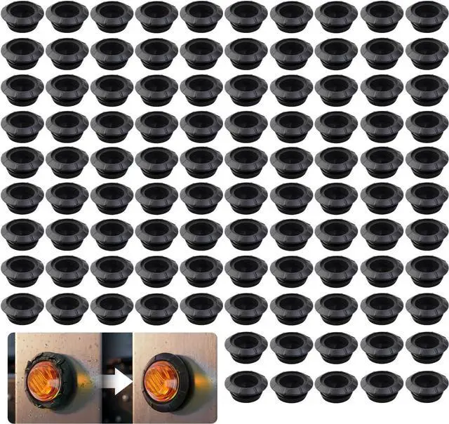 Main image of 3/4'' Silicone Rubber Grommets for 3/4'' LED Marker & Clearance Lights Highly Flexible Flush Mount Panel Gasket with Stepped Groove Design for Secure Installation (Pack of 100)