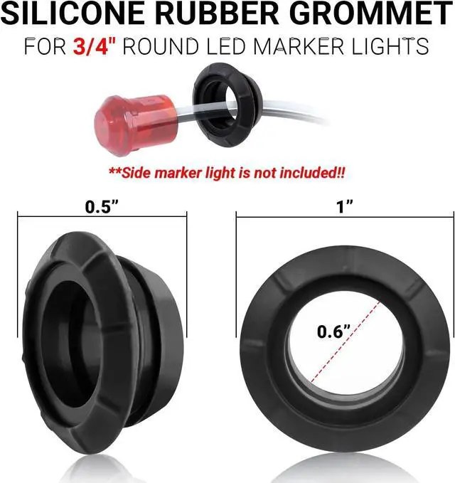 Alt view image 2 of 6 - 3/4'' Silicone Rubber Grommets for 3/4'' LED Marker & Clearance Lights Highly Flexible Flush Mount Panel Gasket with Stepped Groove Design for Secure Installation (Pack of 100)