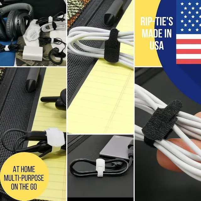 Alt view image 6 of 7 - RIP-TIE Mini 1/4" x 3-1/2" Cable Tie Perfect for USB Cable, Earbud Cords, Cell Phone Cord 56 Pack Black