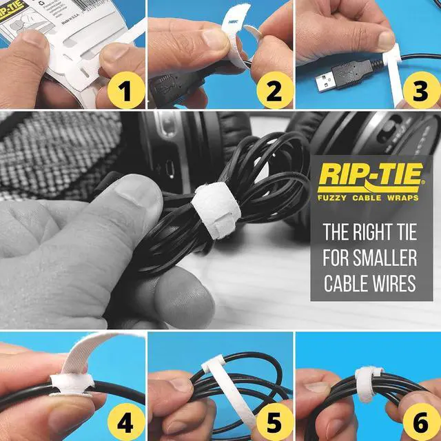 Alt view image 5 of 7 - RIP-TIE Mini 1/4" x 3-1/2" Cable Tie Perfect for USB Cable, Earbud Cords, Cell Phone Cord 56 Pack Black