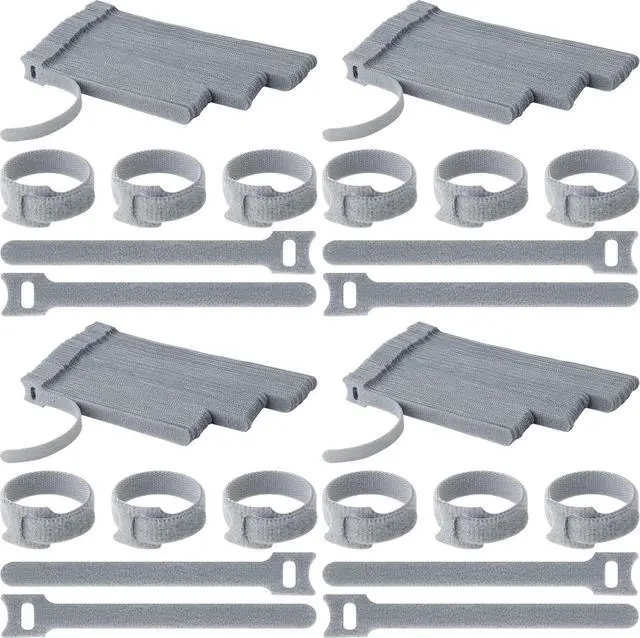 Main image of 60pcs Fastening Microfiber Cloth Cable Ties Wire Management (6/7/8 Inch, Grey) (Pack of 4)