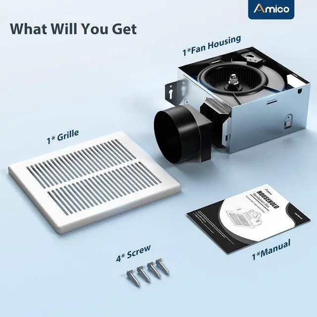 Alt view image 7 of 7 - Bathroom Exhaust Fan, 1.0 Sones, 80 CFM, No Attic Access Needed | Low Noise, Ceiling Mounted Retrofit Ventilation Fans, 4 Inch Duct, 7.6''x7.3'' Ceiling Opening, Modern Grille, UL Certified