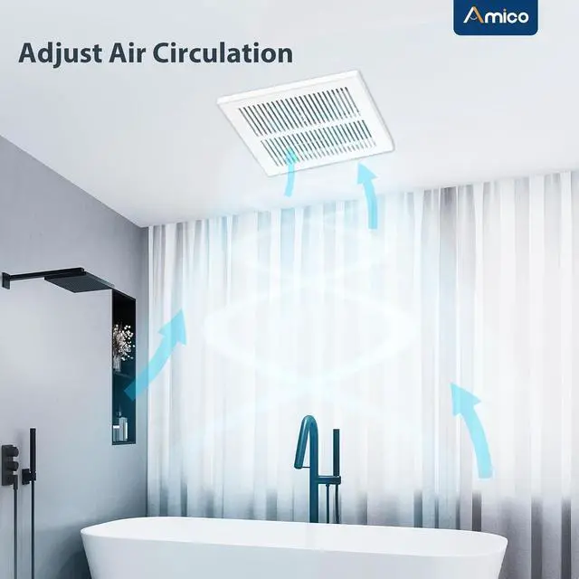 Alt view image 6 of 7 - Bathroom Exhaust Fan, 1.0 Sones, 80 CFM, No Attic Access Needed | Low Noise, Ceiling Mounted Retrofit Ventilation Fans, 4 Inch Duct, 7.6''x7.3'' Ceiling Opening, Modern Grille, UL Certified