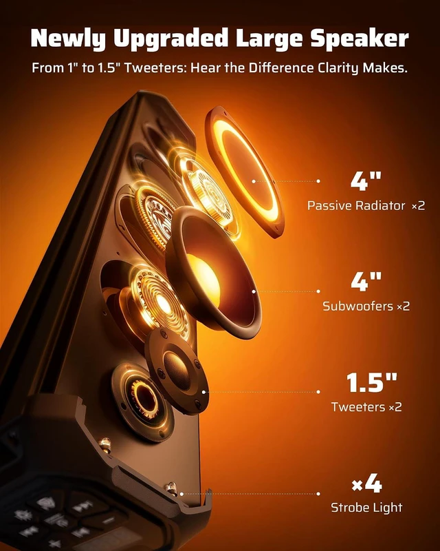 Alt view image 3 of 7 - 26'' UTV Sound Bar, Bluetooth Golf Cart Speaker with RGB Party Lights | 6-Speaker SXS SoundBar, IP66 Waterproof ATV System with EQ, RF Remote & AUX for Polaris RZR, CFmoto & Can-Am