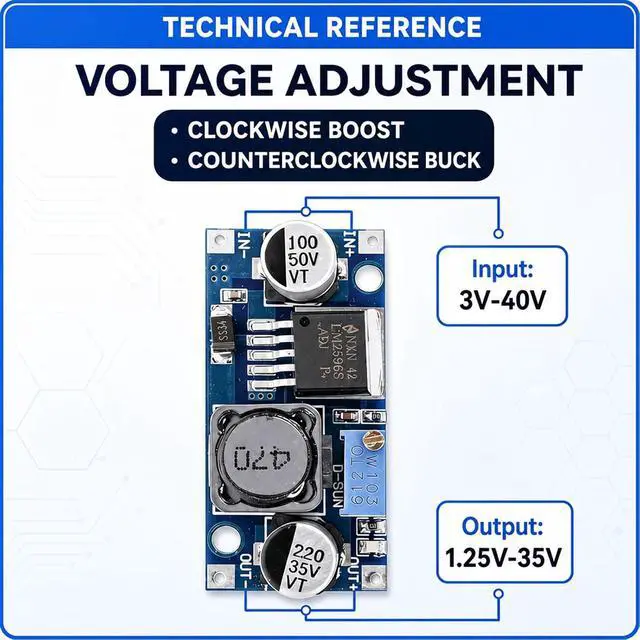 Alt view image 7 of 7 - 30-Pack LM2596 Buck Converter, DC-DC Step Down, Adjustable | 3-40V input to 1.25-35V output, up to 92% efficiency, for DIY power supplies and electronics projects