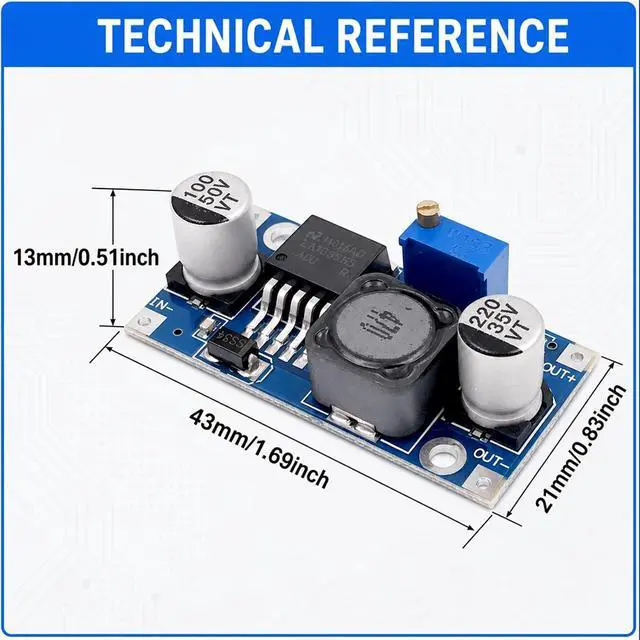 Alt view image 5 of 7 - 30-Pack LM2596 Buck Converter, DC-DC Step Down, Adjustable | 3-40V input to 1.25-35V output, up to 92% efficiency, for DIY power supplies and electronics projects