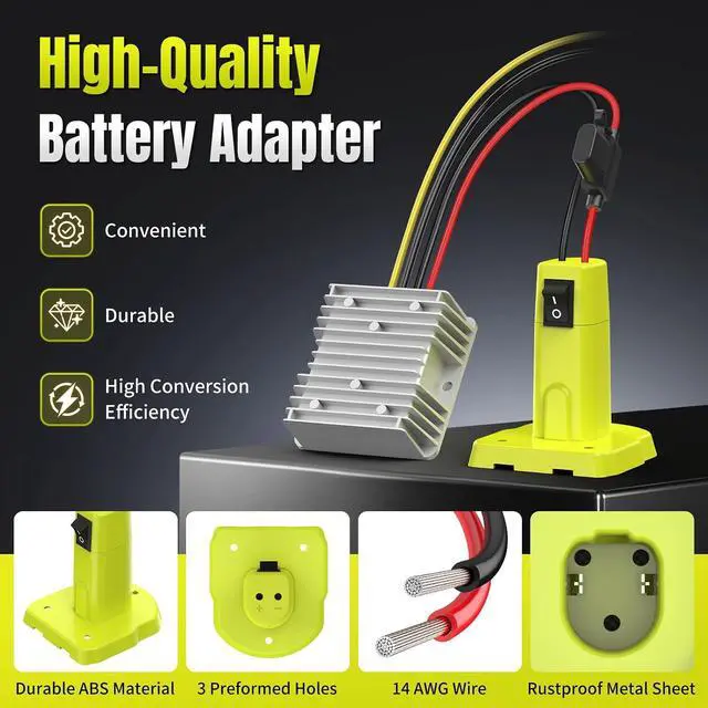 Alt view image 2 of 7 - 2 Pack 18V to 12V Step-Down Converter Compatible with Ryobi 18V Battery | DC 12V 15A 180W Output, Built-in Switch, 30A Fuse, Wire Terminal, Voltage Regulator for Power Wheels & RC Cars