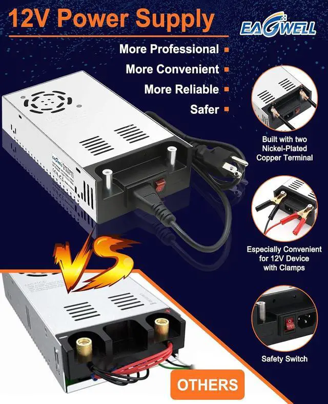 Alt view image 2 of 7 - 110V AC to 12V DC Converter 600W Power Supply 50A | New Version Universal SMPS Transformer for RV, Pump, LED Strip, CCTV, Car Stereo,Diesel Heater Power Supply