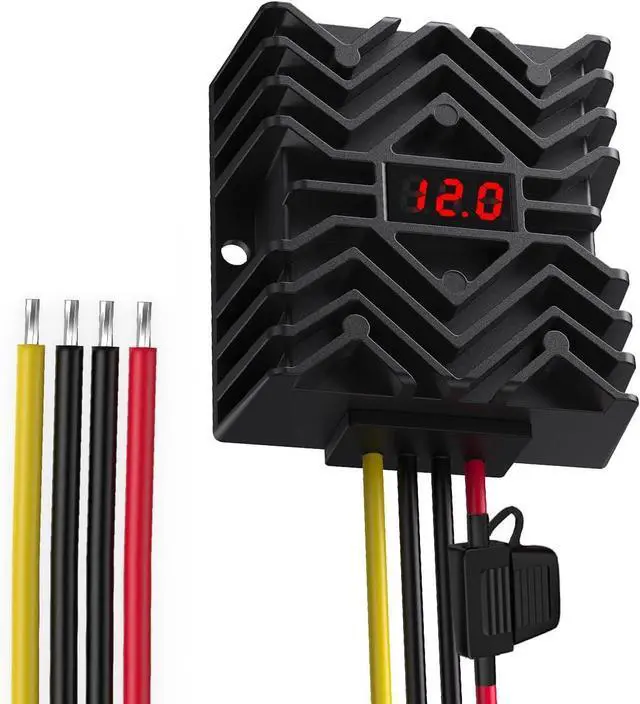 Main image of DC 24V to 12V 30A Buck Converter with LED Display Inline Fuse Waterproof Power Supply Step Down Transformer for Car Truck GPS CCTV with 16AWG Wires