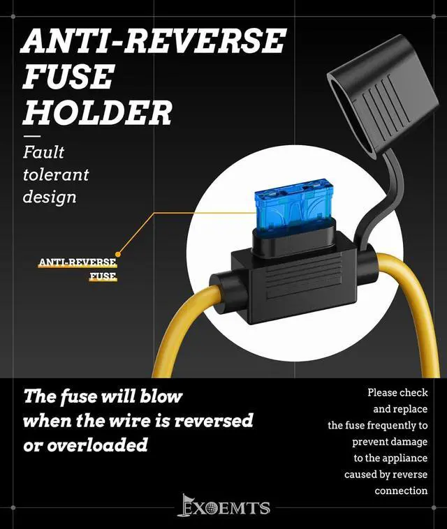 Alt view image 4 of 7 - 48V 36V to 12V Golf Cart Voltage Converter DC Reducer, 360W 30A Regulator Step Down Transformer for EZGO, Club Car, Yamaha, with Fuse&Switch Harness, Dual Output, Power-Off Design, Waterproof
