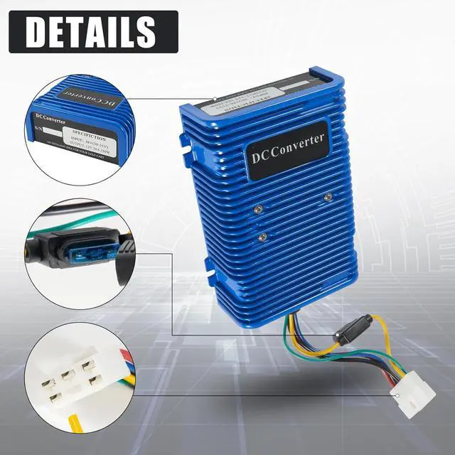 Alt view image 5 of 7 - Universal 36V 48V to 12V 30A 350W Voltage Reducer DC Converter | DC to DC Step Down Regulator Compatible with EZGO, Yamaha, Club Car Golf Cart