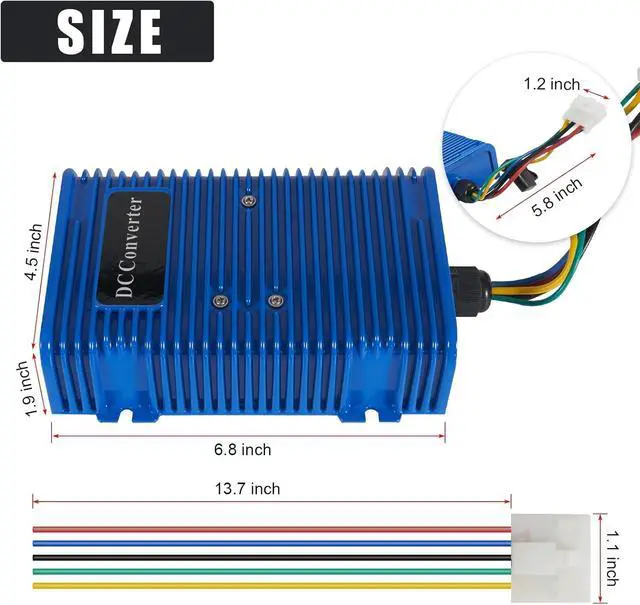 Alt view image 7 of 7 - Universal 36V 48V to 12V 30A 350W Voltage Reducer DC Converter | DC to DC Step Down Regulator Compatible with EZGO, Yamaha, Club Car Golf Cart