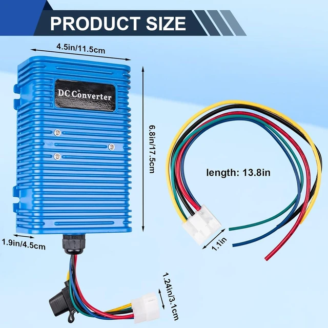Alt view image 2 of 7 - 36V 48V to 12V 30A 350W Golf Cart DC Step Down Converter | Universal DC-DC Reducer Regulator, Waterproof with Built-In Fuse for Scooter, RV, Forklift & Solar