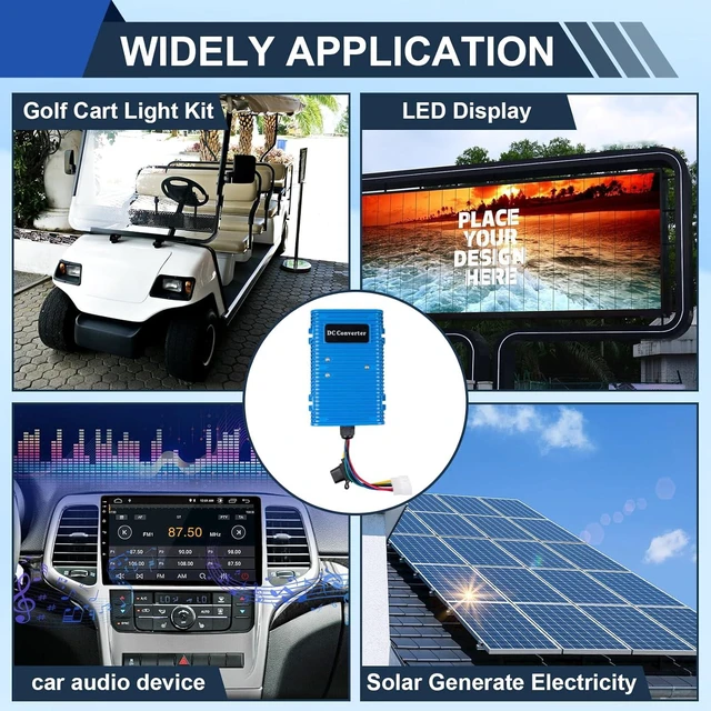 Alt view image 7 of 7 - 36V 48V to 12V 30A 350W Golf Cart DC Step Down Converter | Universal DC-DC Reducer Regulator, Waterproof with Built-In Fuse for Scooter, RV, Forklift & Solar