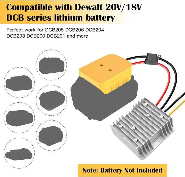 Alt view image 2 of 7 - 2 Packs 20V to 12V Step Down Converter for Dewalt 20V Battery, 240W DC Power Converter with Switch for Power Wheel Battery Adapter, DIY RC Toy Cars, Voltage Regulator with Over-Discharge Protection