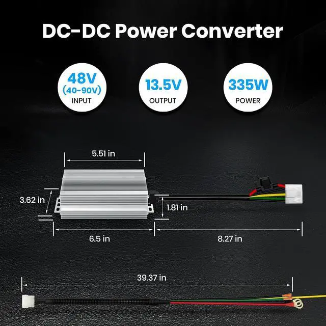 Alt view image 2 of 7 - Step Down Converter Voltage Reducer 48V 72V 40V-90V to 12V | 25A/335W Buck Converter DC-DC Power Transformer for Golf Carts, RVs, Electric Vehicles, Solar System