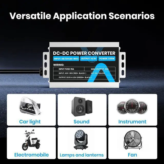 Alt view image 6 of 7 - Step Down Converter Voltage Reducer 48V 72V 40V-90V to 12V | 25A/335W Buck Converter DC-DC Power Transformer for Golf Carts, RVs, Electric Vehicles, Solar System