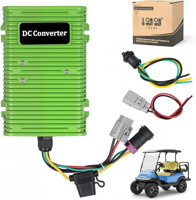 Main image of Golf Cart Voltage Reducer 36V-72V to 12V 30A 350WGreen | Universal DC Step Down Converter, Regulator, Upgraded Version Transformer for Yamaha EZGO Club Car 1981-up; Waterproof Plug