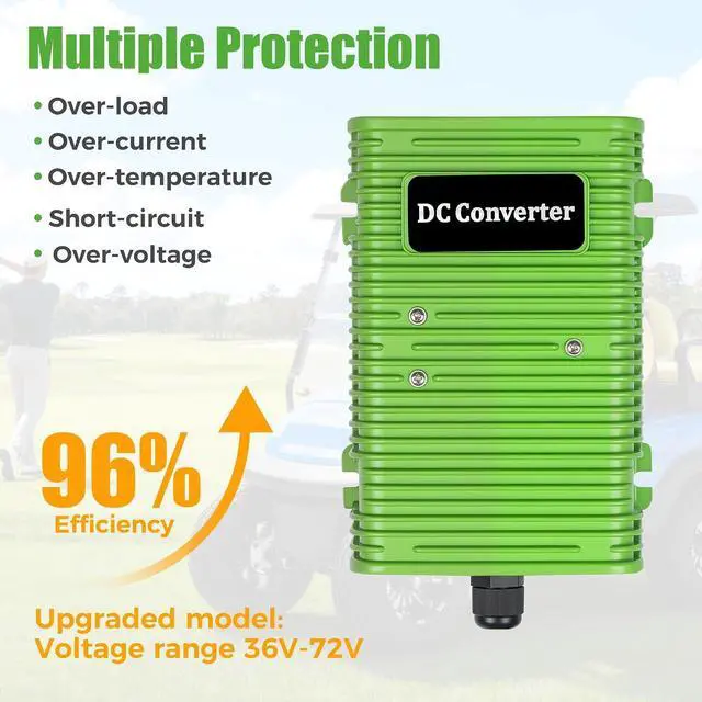 Alt view image 2 of 7 - Golf Cart Voltage Reducer 36V-72V to 12V 30A 350WGreen | Universal DC Step Down Converter, Regulator, Upgraded Version Transformer for Yamaha EZGO Club Car 1981-up; Waterproof Plug