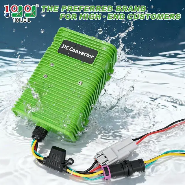 Alt view image 3 of 7 - Golf Cart Voltage Reducer 36V-72V to 12V 30A 350WGreen | Universal DC Step Down Converter, Regulator, Upgraded Version Transformer for Yamaha EZGO Club Car 1981-up; Waterproof Plug