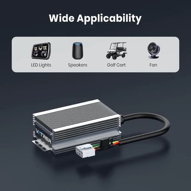 Alt view image 7 of 7 - 48V 72V to 12V 25A Buck Converter, 335W DC-DC Step Down Converter | Voltage Regulator Reducer Transformer with 15A Fuse for Golf Carts,RVs,etc. (Input Voltage: 40V~90V)