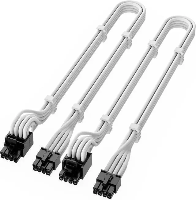 Alt view image 5 of 5 - X-Enlazar PSU Cable Kit for Seasonic Power Supplies - 90-Degree Connectors, Individually Sleeved with Braiding & Combs, 16AWG Wire, 9-Piece Kit, Type-A PCIe GPU Connectors - White