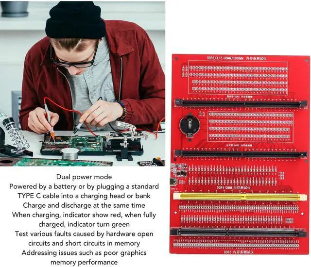 Alt view image 7 of 7 - 4-in-1 DDR3/DDR4/DDR5UDMM/DDR5RDIMM Memory Diagnostic Tester Card Universal RAM Module & Motherboard Slot Analyzer Kit for Desktop and Server Computer Maintenance Repair