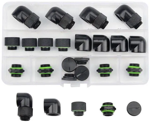 Alt view image 2 of 7 - 20 PCS Silver Chrome G1/4" Plug Fittings for Computer Water Cooling System (Black)