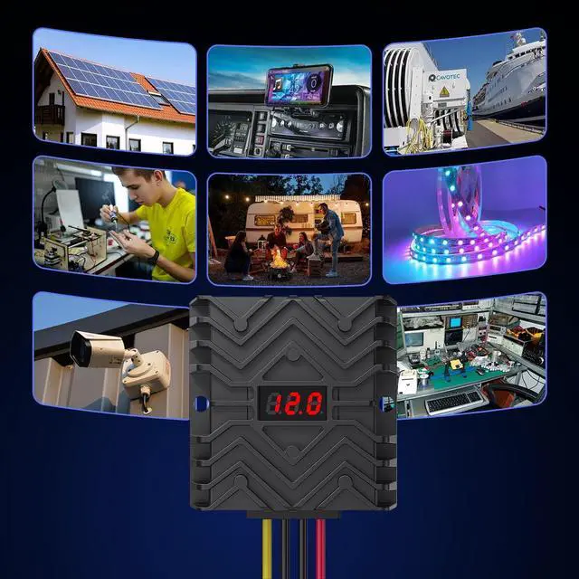 Alt view image 7 of 7 - DC 24V to 12V 30A Buck Converter with LED Display Inline Fuse Waterproof Power Supply Step Down Transformer for Car Truck GPS CCTV with 16AWG Wires