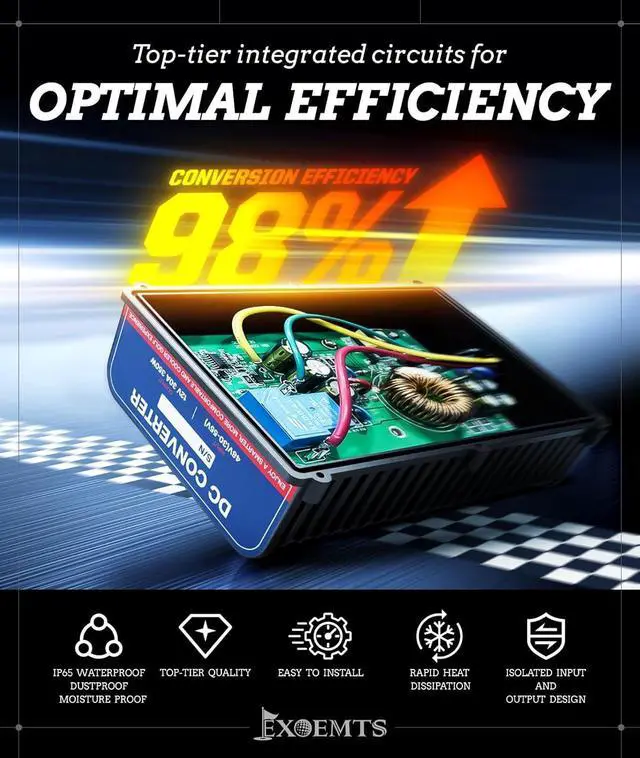 Alt view image 3 of 7 - 48V 36V to 12V Golf Cart Voltage Converter DC Reducer, 360W 30A Regulator Step Down Transformer for EZGO, Club Car, Yamaha, with Fuse&Switch Harness, Dual Output, Power-Off Design, Waterproof