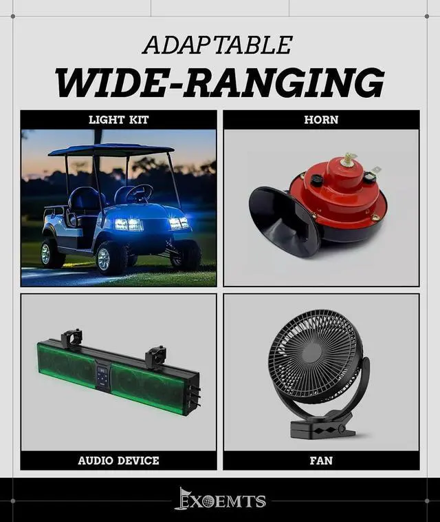 Alt view image 7 of 7 - 48V 36V to 12V Golf Cart Voltage Converter DC Reducer, 360W 30A Regulator Step Down Transformer for EZGO, Club Car, Yamaha, with Fuse&Switch Harness, Dual Output, Power-Off Design, Waterproof