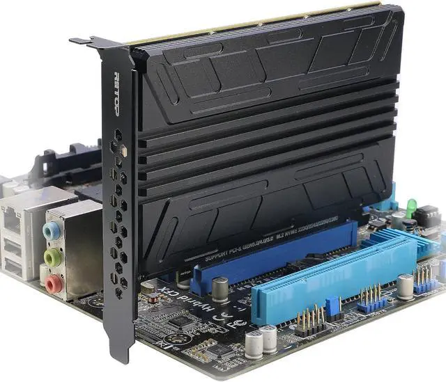Alt view image 7 of 7 - Quad NVMe PCIe 5.0 Adapter with Heatsink, PCIe 5.0 x16 to 4X NVMe Card for 2280/2260/2242/2230 M.2 (M Key) SSD (PCI-e Bifurcation Required)