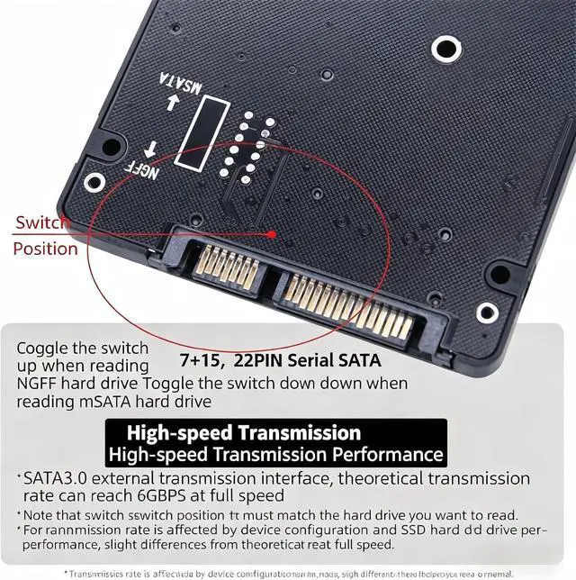Alt view image 3 of 6 - M.2 mSATA to SATA Adapter Enclosure for SSD Storage Conversion | Aluminum Heat Dissipation Shell, Plug and Play Internal & External Dual Use SSD Converter Case