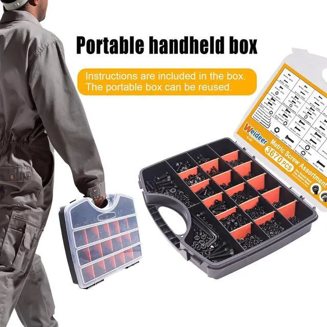 Alt view image 3 of 7 - 3670pcs M2 M3 M4 M5 Metric Screw Assortment Kit,Metric Bolt Assortment,12.9 Alloy Steel Hex Socket Head 10.9 Alloy Steel Hex Button Head Machine Screws Nuts Washers with Wrench