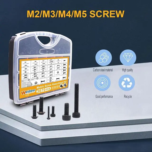 Alt view image 4 of 7 - 3670pcs M2 M3 M4 M5 Metric Screw Assortment Kit,Metric Bolt Assortment,12.9 Alloy Steel Hex Socket Head 10.9 Alloy Steel Hex Button Head Machine Screws Nuts Washers with Wrench