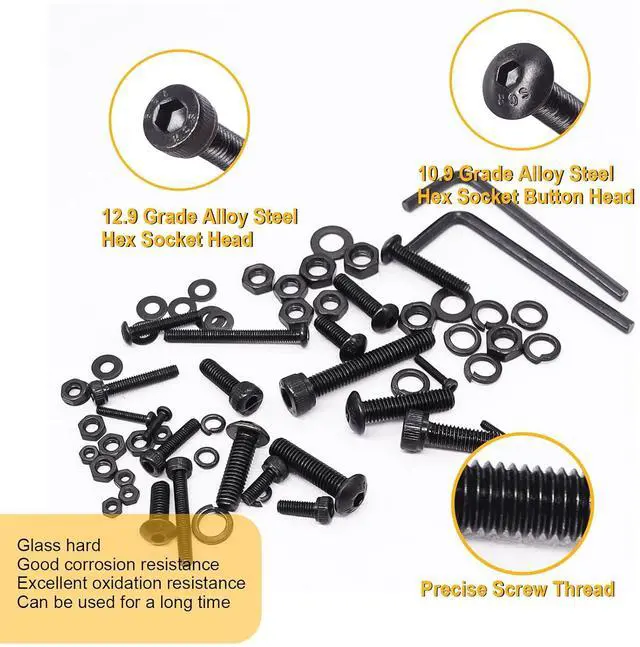 Alt view image 5 of 7 - 3670pcs M2 M3 M4 M5 Metric Screw Assortment Kit,Metric Bolt Assortment,12.9 Alloy Steel Hex Socket Head 10.9 Alloy Steel Hex Button Head Machine Screws Nuts Washers with Wrench