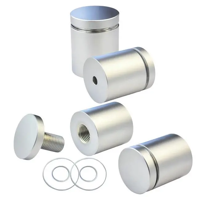 Alt view image 3 of 7 - Pack of 12 Aluminum Standoff Screws Wall Sign Standoff Mounting Hardware Standoff Mounts for Acrylic Picture Frame (12, Satin Chrome Electroplated, 1" x 1")