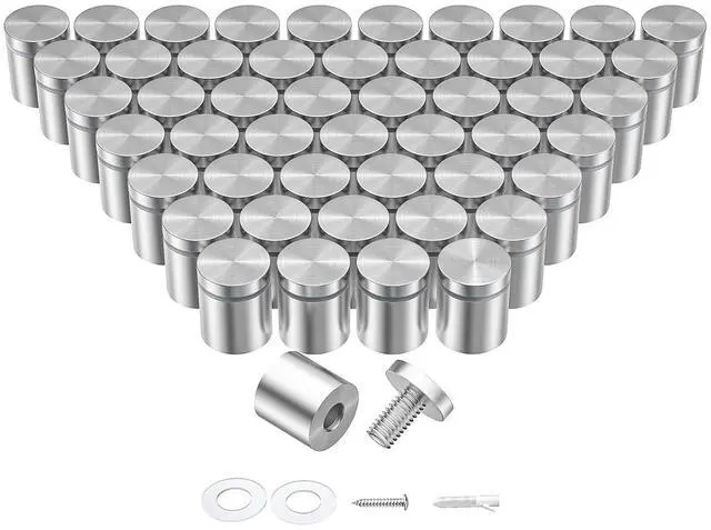 Main image of 50 Pcs 1 x 1 Inch Stainless Steel Standoff Screws, Standoff Mounting Hardware Advertising for Acrylic Signs, Stand Off for Hanging Picture Frame, Silver