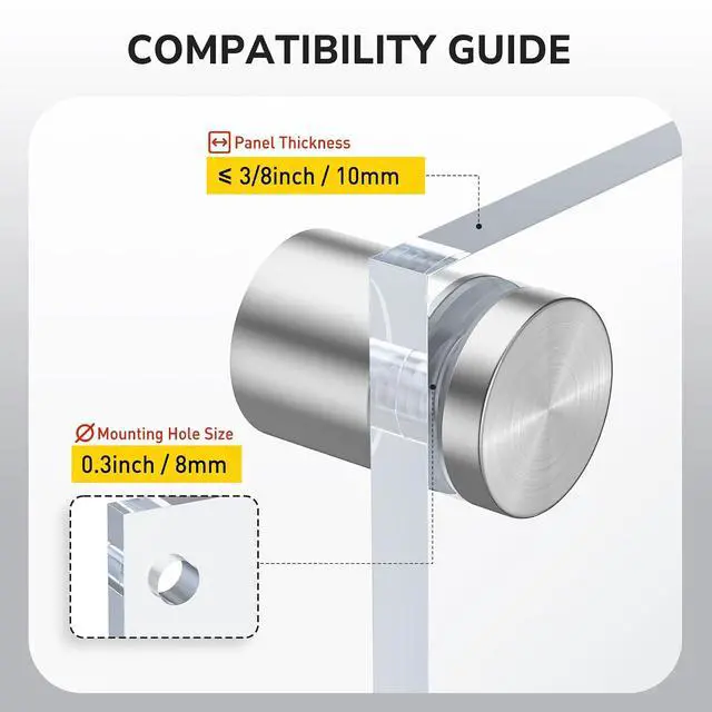 Alt view image 3 of 6 - 50 Pcs 1 x 1 Inch Stainless Steel Standoff Screws, Standoff Mounting Hardware Advertising for Acrylic Signs, Stand Off for Hanging Picture Frame, Silver