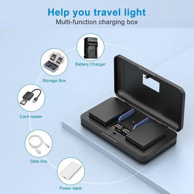 Alt view image 4 of 6 - DMW-BLG10/BL E9E(1800mA) Camera Battery Multifunctional Charger Set (Including Two Batteries) Compatible with Panasonic Lumix GF5 GF6 GX7 GX9 GX80 DMC-LX100 G100 ZS70 ZS80 ZS110 Leica Cameras