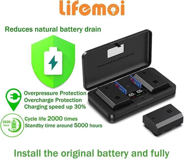 Alt view image 5 of 6 - DMW-BLG10/BL E9E(1800mA) Camera Battery Multifunctional Charger Set (Including Two Batteries) Compatible with Panasonic Lumix GF5 GF6 GX7 GX9 GX80 DMC-LX100 G100 ZS70 ZS80 ZS110 Leica Cameras