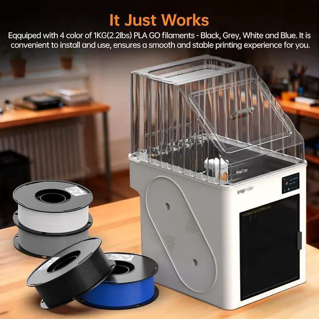 Alt view image 2 of 7 - PopCap Clear Top Cover for Snapmaker-U1 with 4KG(2.2lbs×4) PLA Filament, High-Temp Resistant PC Transparent Enclosure Insulated & Dustproof Magnetic Hatch Integrated Tool Tray Reduce 15dB Noise