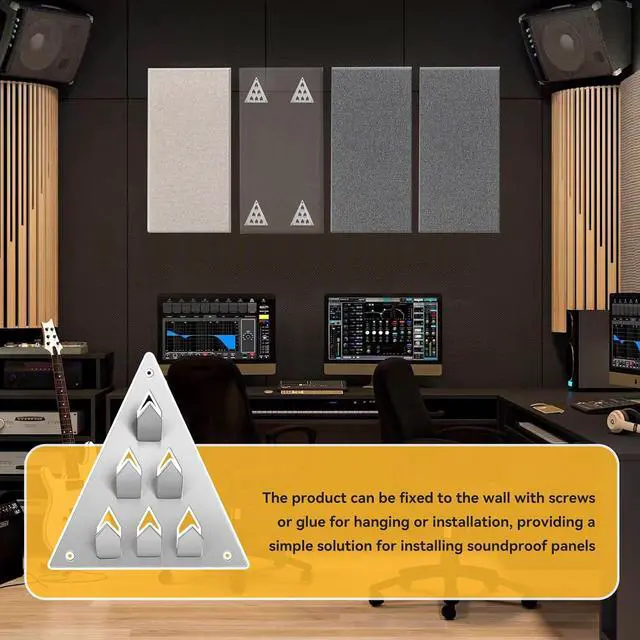 Alt view image 5 of 7 - 36 Pack Surface Mount Impaler Acoustic Panel Mounting Hardware - 4.6" X 3.9" Triangle Push-On Impaler Mount with Screws, 6-Prong Angled Acoustic Insulation Impaling Clips for Soundproof Wall Panels