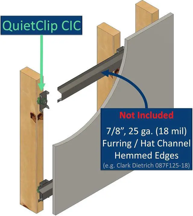 Alt view image 4 of 7 - QuietClip - Genuine Sound Isolation Clip with Mounting Screws - Premium Soundproofing of Drywall Walls and Ceilings - Install with Furring hat Channel and Drywall (50 pcs)
