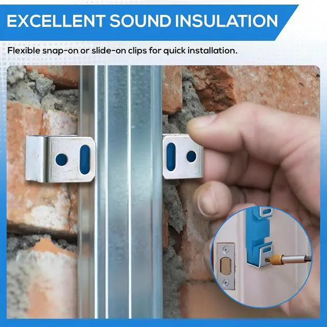 Alt view image 4 of 6 - 50 Pack Sound Isolation Clips Sound Proofing Mounting Blocking Clips Reduce Noisy Neighbor Soundproofing Resilient Channel for Home Office Apartment Recording Studio Walls and Ceilings (Blue)