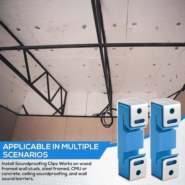 Alt view image 6 of 6 - 50 Pack Sound Isolation Clips Sound Proofing Mounting Blocking Clips Reduce Noisy Neighbor Soundproofing Resilient Channel for Home Office Apartment Recording Studio Walls and Ceilings (Blue)
