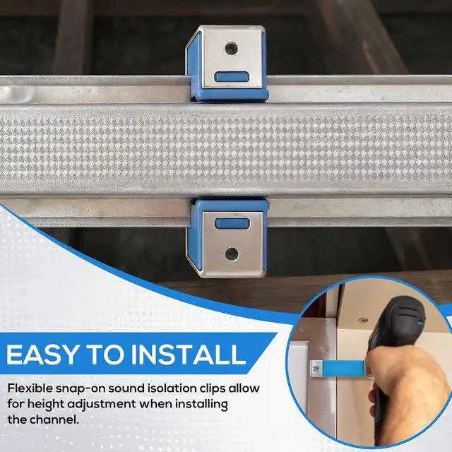 Alt view image 4 of 6 - 100 Pack Sound Isolation Clips Sound Proofing Mounting Blocking Clips Reduce Noisy Neighbor Soundproofing Resilient Channel for Home Office Apartment Recording Studio Walls and Ceilings (Blue)