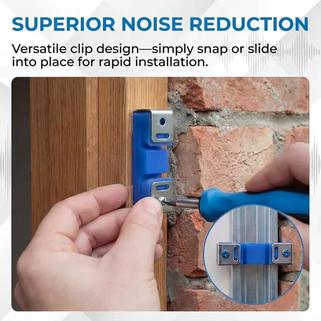 Alt view image 4 of 7 - 100 Pack Blue Sound Isolation Clips - Full Rubber Sound Blocking Clips for Resilient Channel,Heavy-Duty Support Noise Reduction for Home Studio, Theater, Apartment Walls & Ceilings